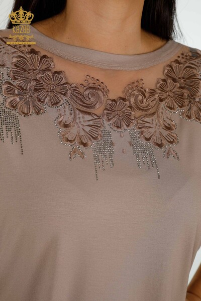 Bluză de damă cu ridicata din nurcă cu modele florale - 79081 | KAZEE - Thumbnail