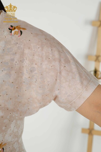 Bluză de damă cu ridicata din nurcă cu modele florale - 79134 | KAZEE - Thumbnail