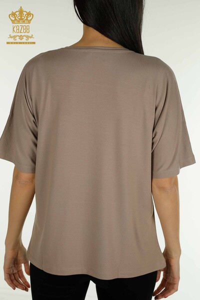 Bluză de damă cu ridicata din nurcă cu model fluture - 79364 | KAZEE - Thumbnail