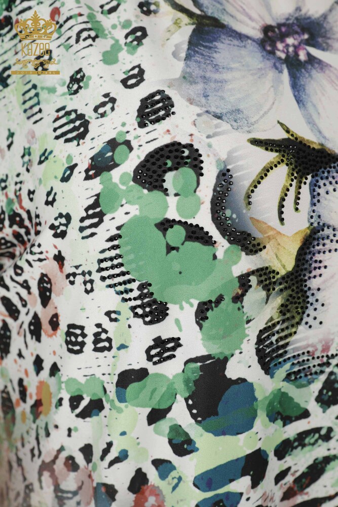 Bluză de damă cu ridicata din nurcă cu modele florale - 12050 | KAZEE - 3