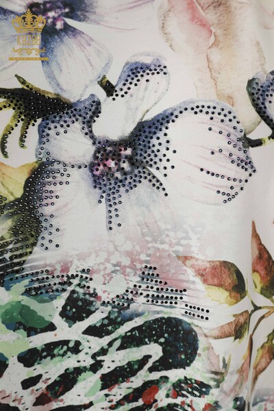 Bluză de damă cu ridicata din nurcă cu modele florale - 12050 | KAZEE - Thumbnail