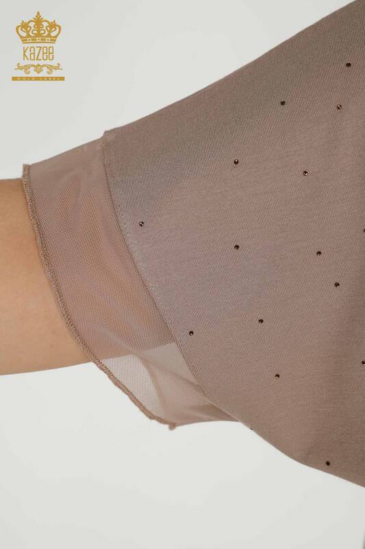Bluză de damă cu ridicata din nurcă cu modele florale - 79137 | KAZEE