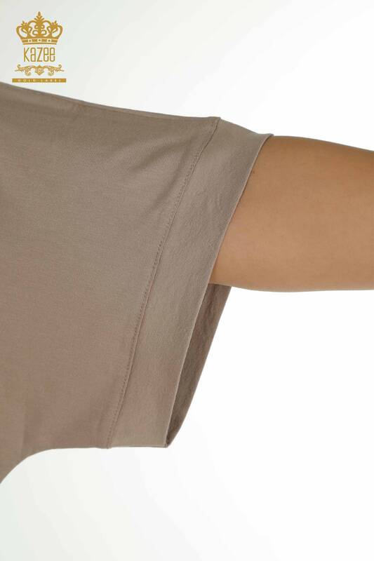 Bluză de damă cu ridicata, nurcă cu model de frunze - 79090 | KAZEE