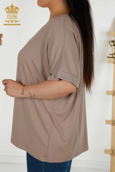 Bluză de damă cu ridicata din nurcă cu model de frunze - 79322 | KAZEE - Thumbnail