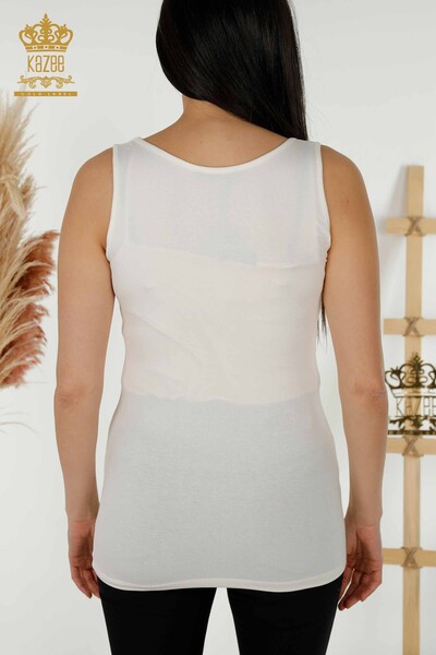 Bluză de damă cu ridicata fără mâneci Basic Ecru - 79262 | KAZEE - Thumbnail