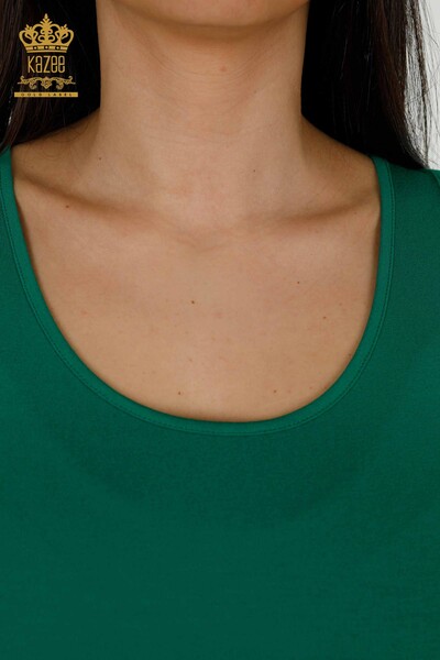 Bluză de damă cu ridicata fără mâneci de bază verde - 79262 | KAZEE - Thumbnail