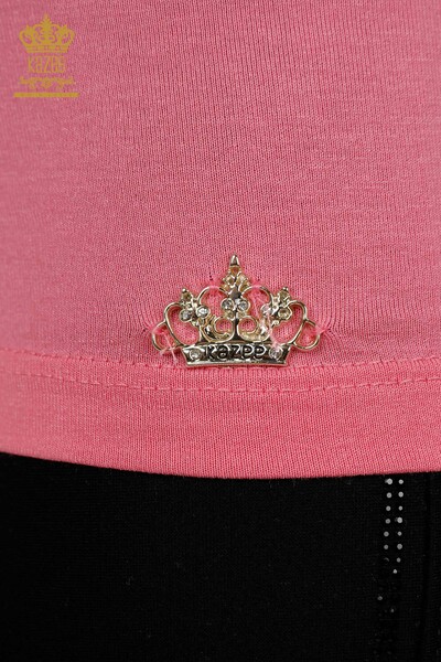 Bluză de damă cu ridicata fără mâneci de bază roz - 79262 | KAZEE - Thumbnail