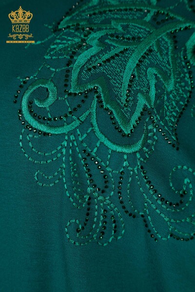 Bluză de damă cu ridicata Frunze cu model verde - 79090 | KAZEE - Thumbnail