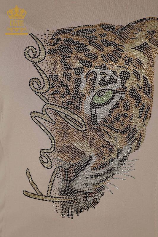 Bluză de damă cu ridicata din nurcă cu model leopard - 79040 | KAZEE