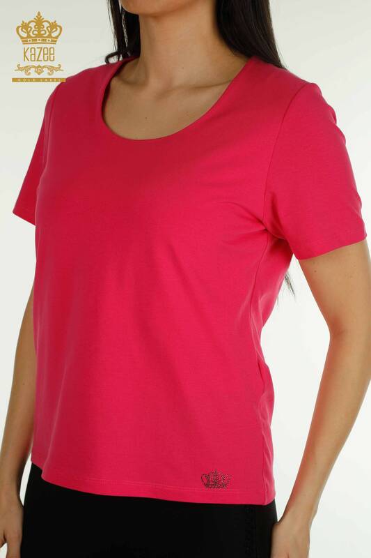 Bluză de damă cu ridicata Logo Fuchsia - 79560 | KAZEE