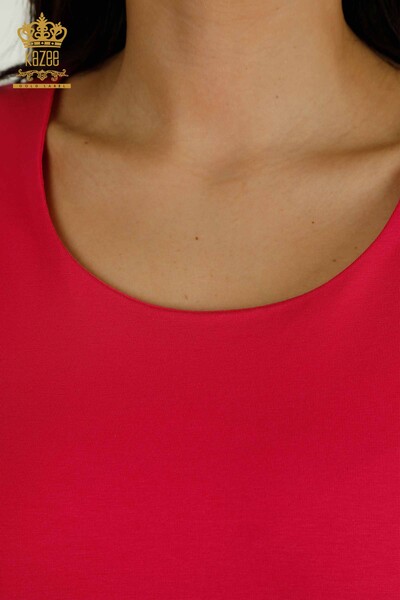 Bluză de damă cu ridicata Logo Fuchsia - 79560 | KAZEE - Thumbnail