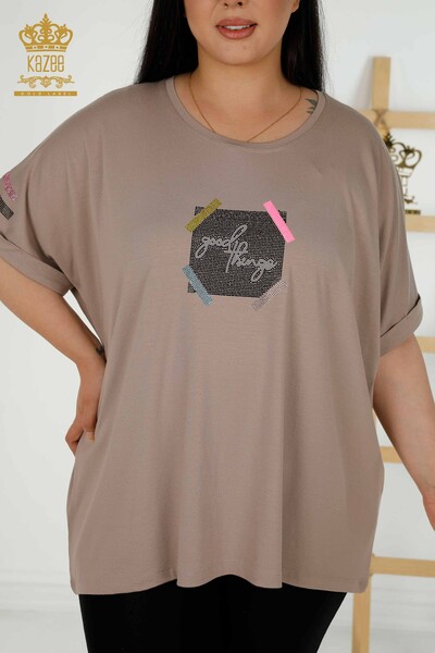 Bluză cu mânecă scurtă pentru femei din nurcă - 79323 | KAZEE - Thumbnail