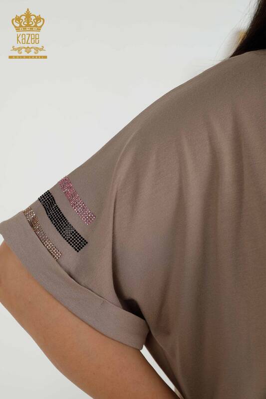 Bluză cu mânecă scurtă pentru femei din nurcă - 79323 | KAZEE