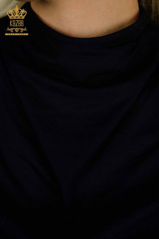 Bluză de damă cu ridicata cu mânecă zero bleumarin - 79312 | KAZEE