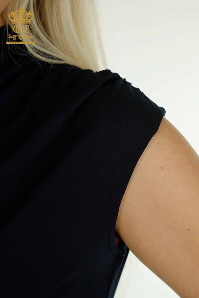 Bluză de damă cu ridicata cu mânecă zero bleumarin - 79312 | KAZEE - Thumbnail