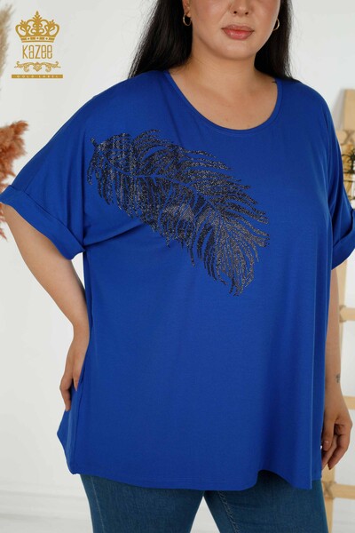 Bluză de damă cu ridicata Frunze cu model Saks - 79322 | KAZEE - Thumbnail