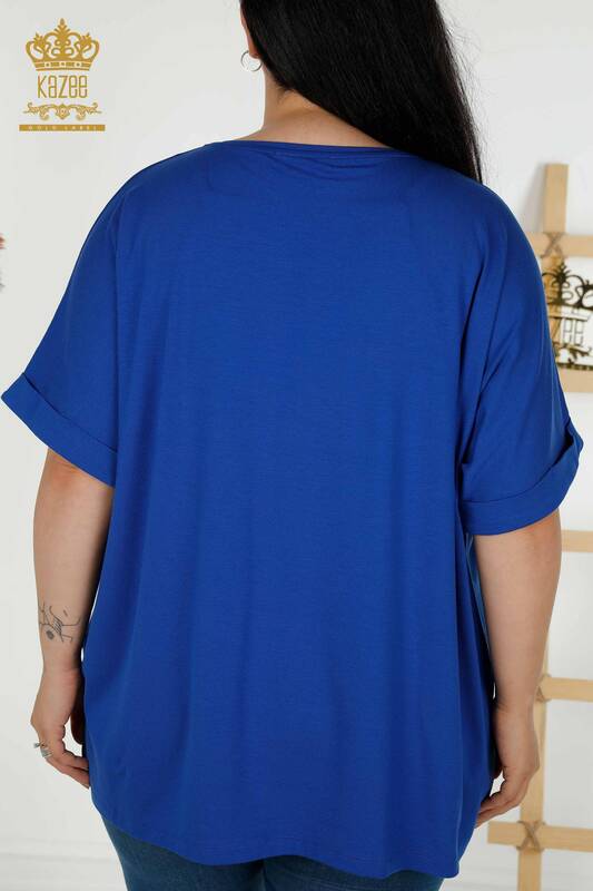 Bluză de damă cu ridicata Frunze cu model Saks - 79322 | KAZEE
