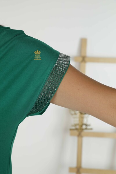 Bluză de damă cu ridicata Frunze cu model verde - 78878 | KAZEE - Thumbnail