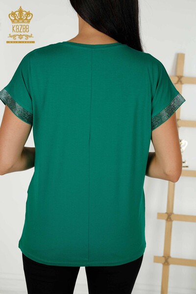 Bluză de damă cu ridicata Frunze cu model verde - 78878 | KAZEE - Thumbnail