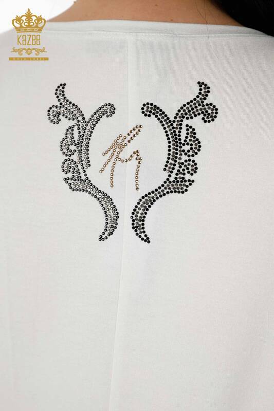 Bluză de damă cu ridicata cu model leopard Ecru - 77648 | KAZEE