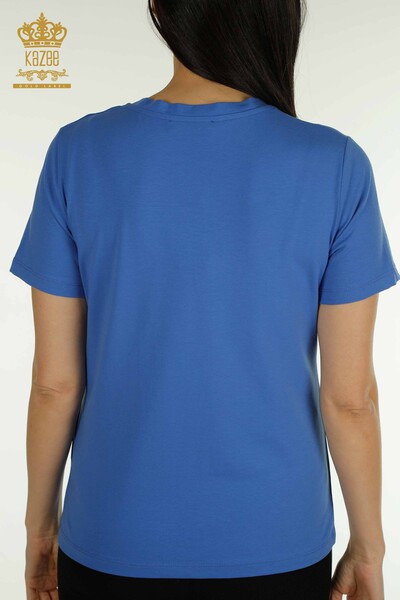 Bluză de damă cu ridicata - Cu Mânecă Scurtă - Saks - 79561 | KAZEE - Thumbnail