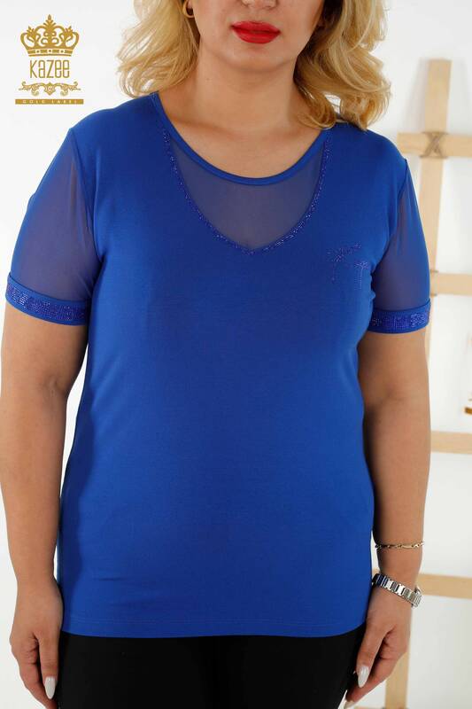 Bluză cu mânecă scurtă pentru femei cu ridicata - 79104 | KAZEE