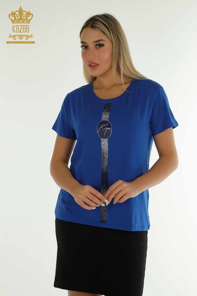 Bluză cu mânecă scurtă pentru femei cu ridicata - 79239 | KAZEE - Thumbnail
