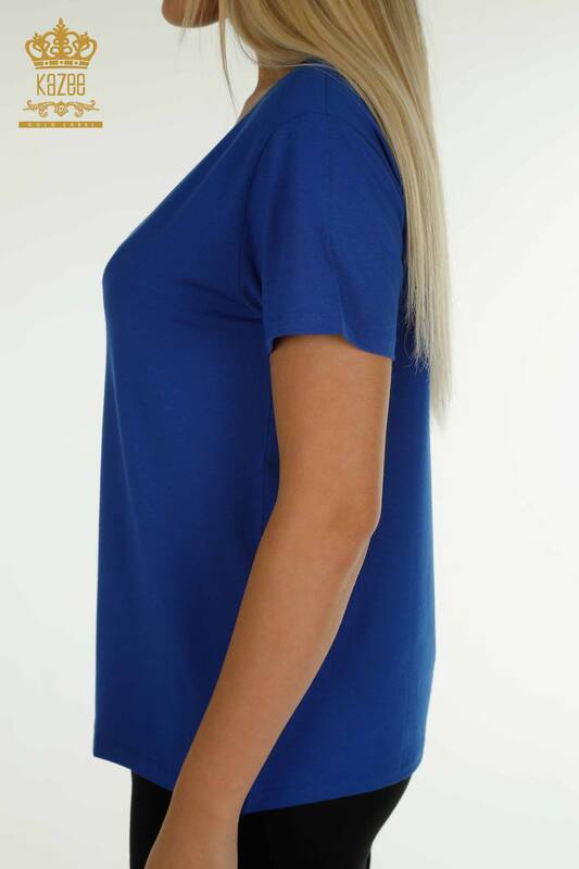 Bluză cu mânecă scurtă pentru femei cu ridicata - 79239 | KAZEE