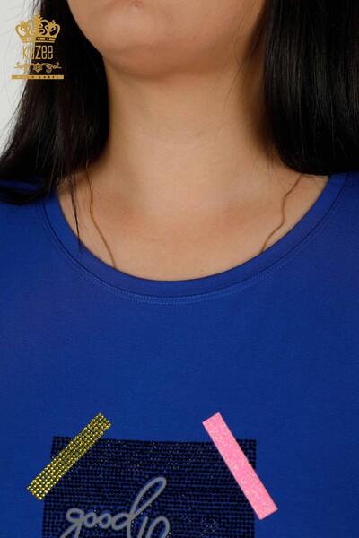 Bluză cu mânecă scurtă pentru femei cu ridicata Saks - 79323 | KAZEE - Thumbnail