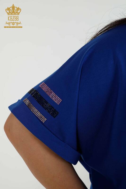 Bluză cu mânecă scurtă pentru femei cu ridicata Saks - 79323 | KAZEE
