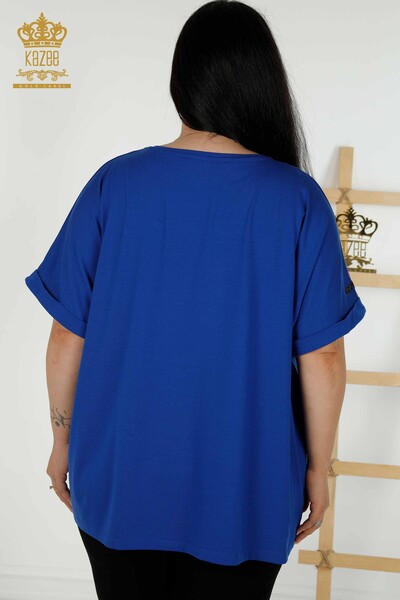 Bluză cu mânecă scurtă pentru femei cu ridicata Saks - 79323 | KAZEE - Thumbnail