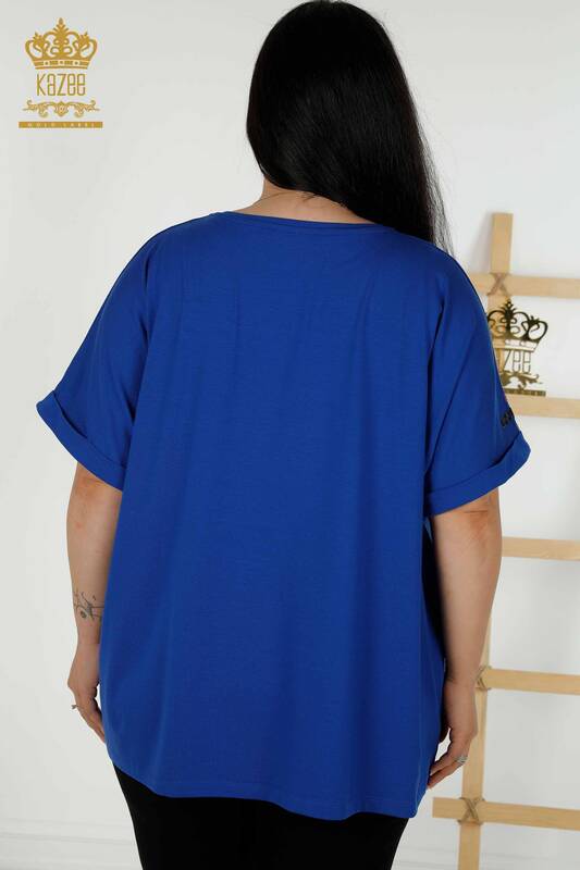 Bluză cu mânecă scurtă pentru femei cu ridicata Saks - 79323 | KAZEE