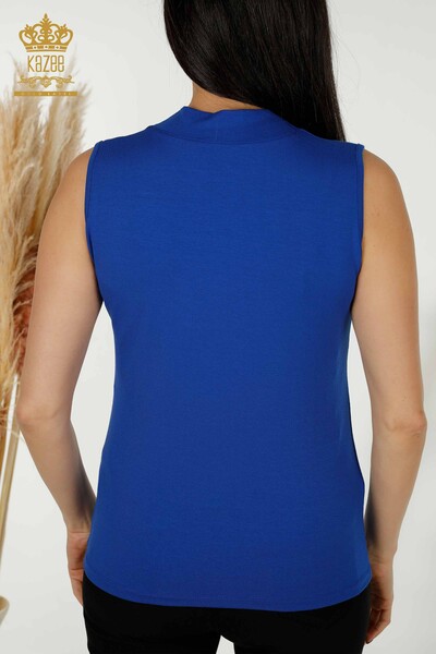 Bluză de damă cu ridicata Zero Sleeve Saks - 79286 | KAZEE - 5