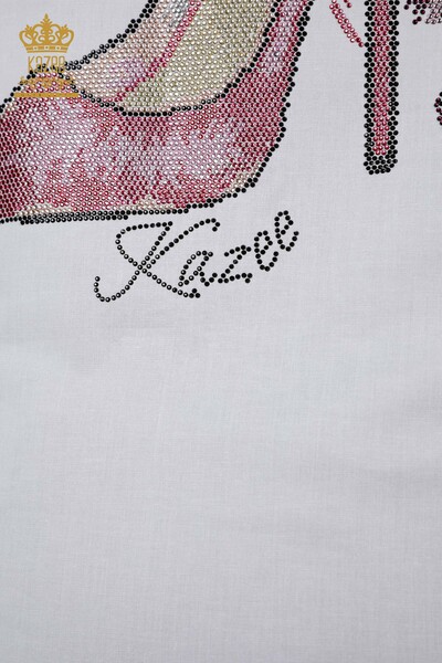 Cămașă cu ridicata pentru femei - Buzunar Detaliat - Colorat Piatră Brodat cu - Cu model - 20127 | KAZEE - Thumbnail