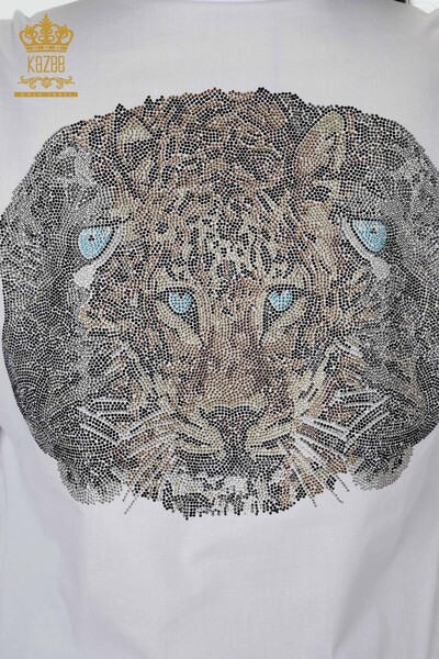 Camasa de dama en-gros cu pietre de cristal pe spate tigru - 20005 | KAZEE - Thumbnail
