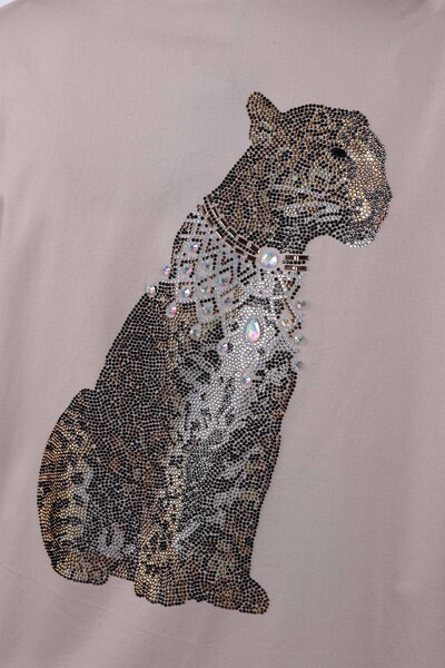 Cămașă de damă cu ridicata cu broderie din piatră cu model tigru - 20019 | KAZEE - Thumbnail
