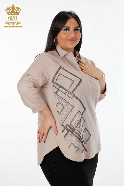En-gros Cămașă de damă cu model Crystal Stone Brodat Koton - 20125 | KAZEE - Thumbnail