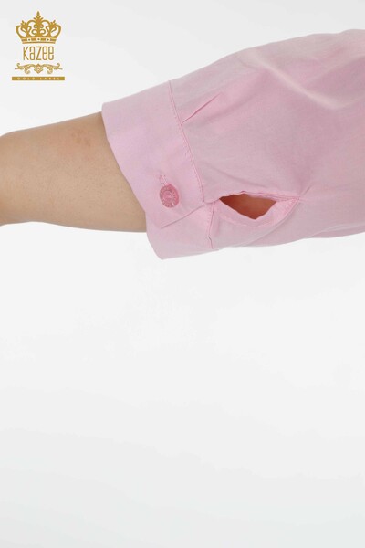 Cămașă de damă cu ridicata - Pe jumătate cu nasturi - roz - 20130 | KAZEE - Thumbnail