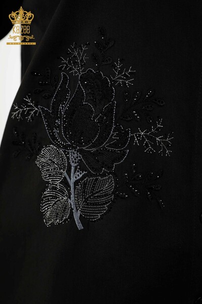 Cămașă cu ridicata pentru femei - model trandafir - negru - 20243 | KAZEE - Thumbnail