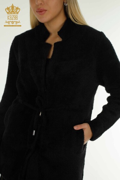 Kazee - Cardigan Angora pentru femei cu detaliu cravată, negru - 30269 | KAZEE (1)