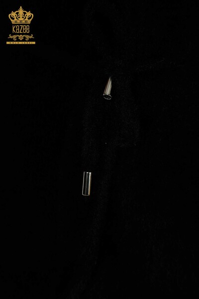 Cardigan Angora pentru femei cu detaliu cravată, negru - 30269 | KAZEE - Thumbnail