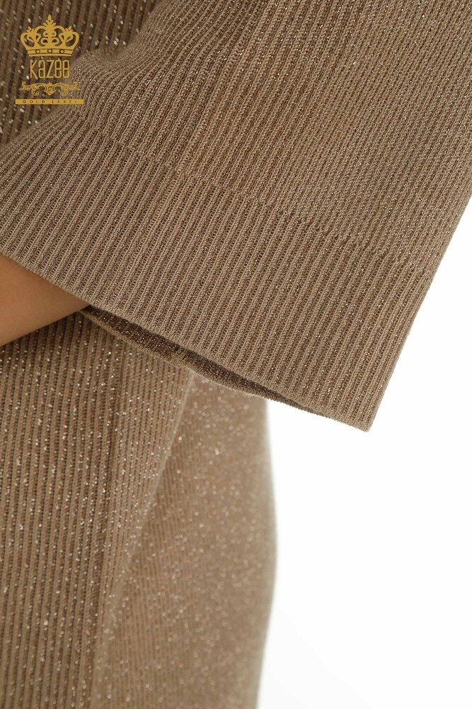 Cardigan cu ridicata pentru femei Bej cu sclipici - 30135 | KAZEE - 6