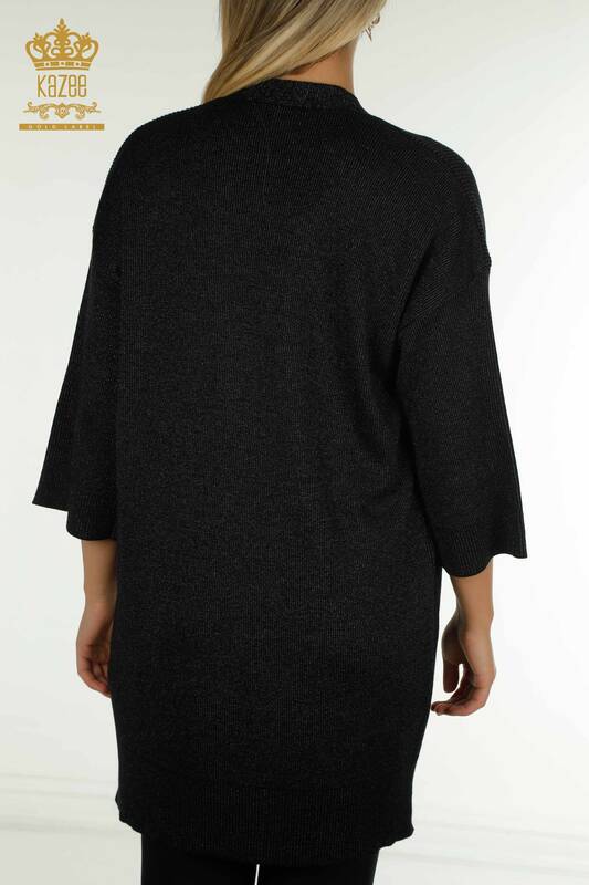 Cardigan cu ridicata pentru femei negru cu tranziție cu sclipici - 30135 | KAZEE