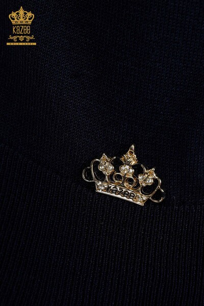 En-gros Cardigan de damă cu mânecă detaliu nasturi Bleumarin - 30136 | KAZEE - 4