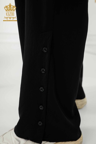 Set cămașă de damă cu ridicata Negru cu sigla detaliată cu nasturi din spate - 20320 | KAZEE - Thumbnail