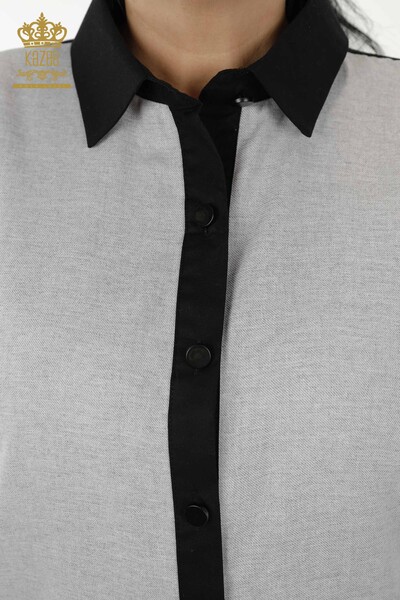 Set cămașă de damă cu ridicata cu model de buzunar gri - 20332 | KAZEE - Thumbnail