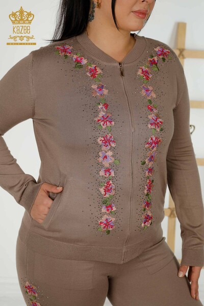 Set de trening cu ridicata pentru dama, nurca cu modele florale - 16658| KAZEE - Kazee (1)