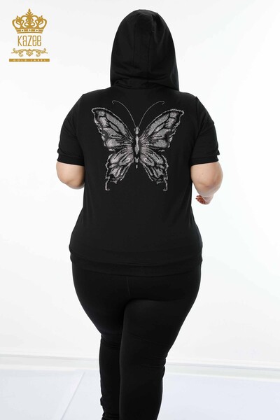 Set de trening en-gros pentru femei negru cu model fluture - 17391 | KAZEE - Thumbnail