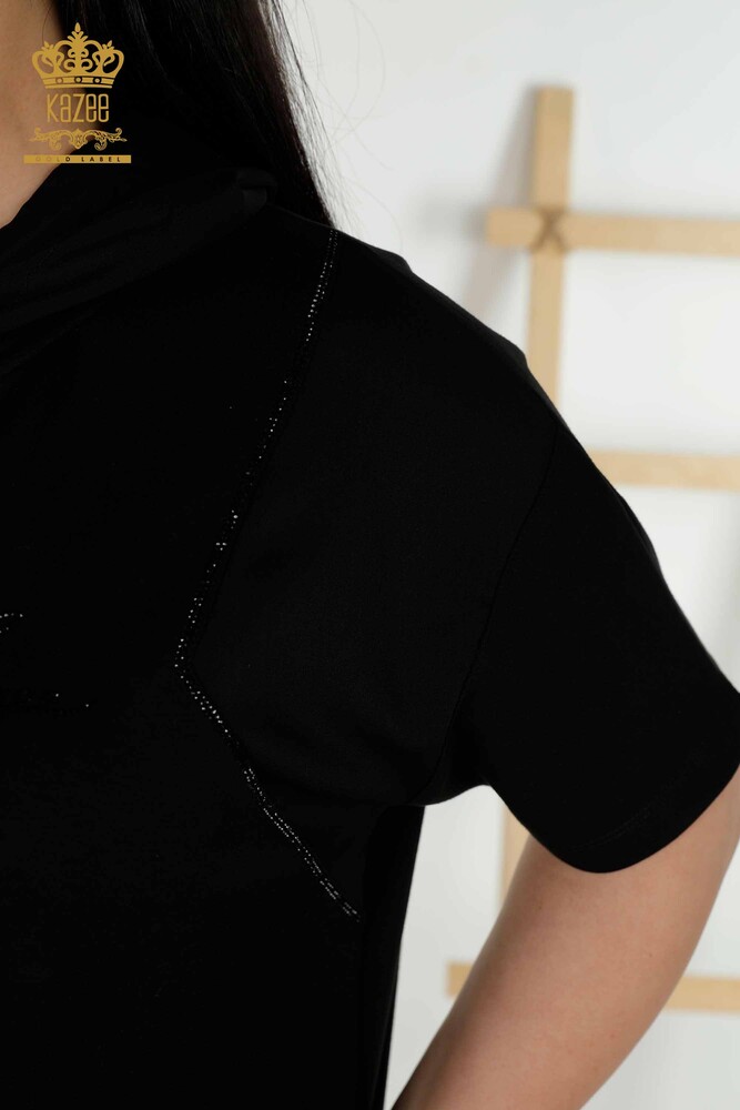 Set de trening cu fermoar cu mânecă scurtă negru - 20389 | KAZEE - 8