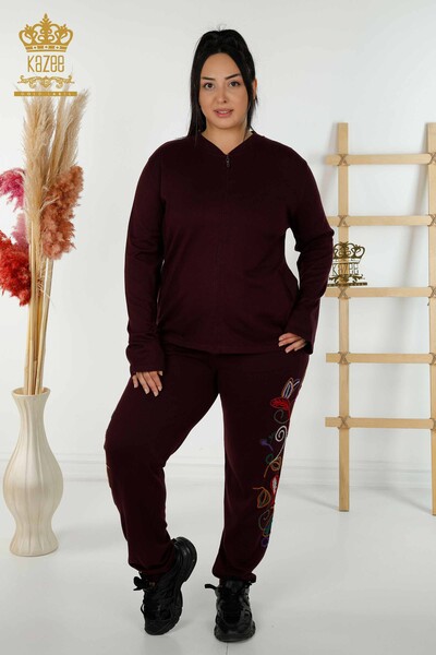 Set de trening cu ridicata pentru damă, cu modele colorate, prune - 16657 | KAZEE - Kazee